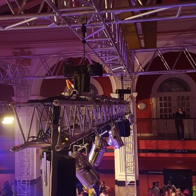 Rigging Motors used with Truss Ground Support System for raising and lowering lighting and sound installations in an event venue