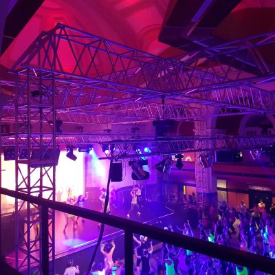 Rigging Motors used with Truss Ground Support System for raising and lowering lighting and sound installations in an event venue