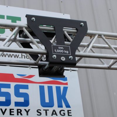 Bespoke Truss Gantry Crane with 7 Span for low headroom operation and Stagemaker Entertainment Rigging Hoist